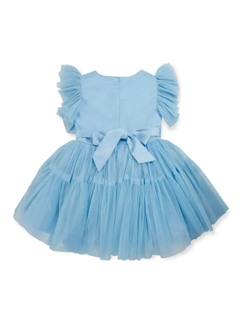Gini And Jony Girls Blue Applique Net Dress Half Sleeves