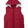 Gini And Jony Girls Red Solid Taffeta Heavy Winter Jacket Sleeveless 9-10 Years