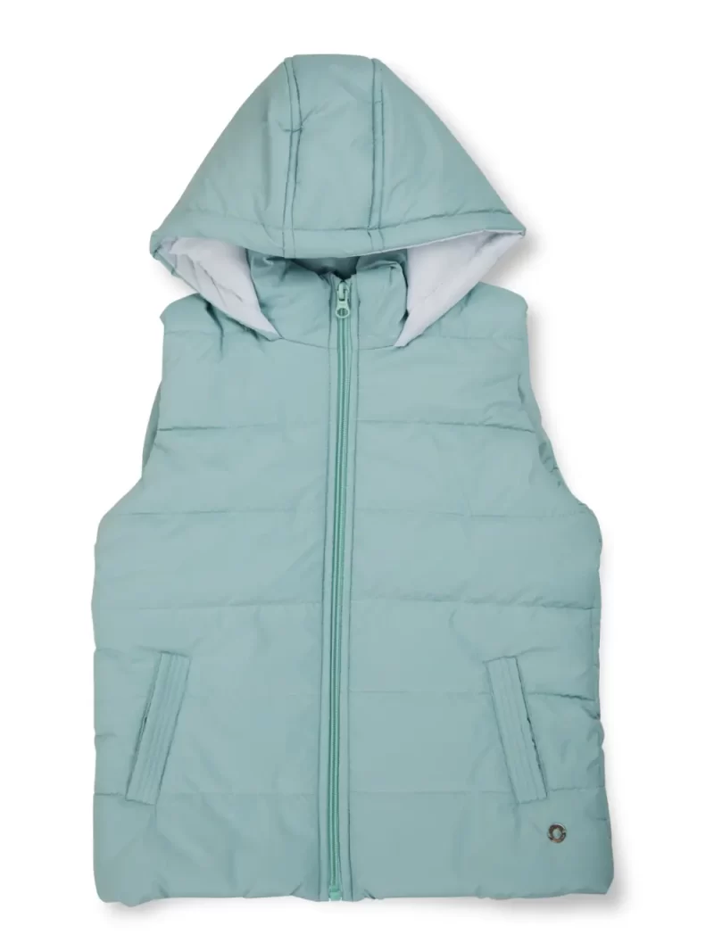 Gini And Jony Girls Blue Solid Taffeta Heavy Winter Jacket Sleeveless 11-12 Years