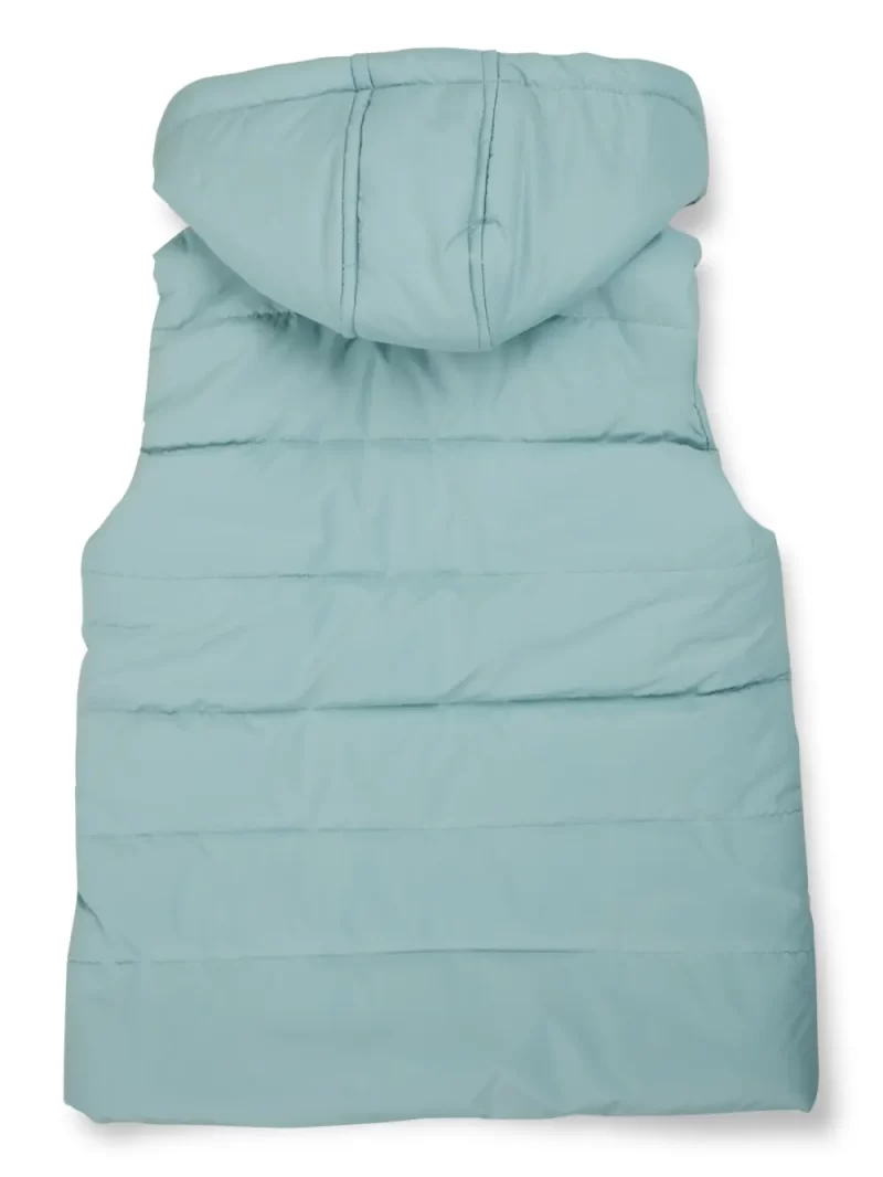Gini And Jony Girls Blue Solid Taffeta Heavy Winter Jacket Sleeveless 11-12 Years
