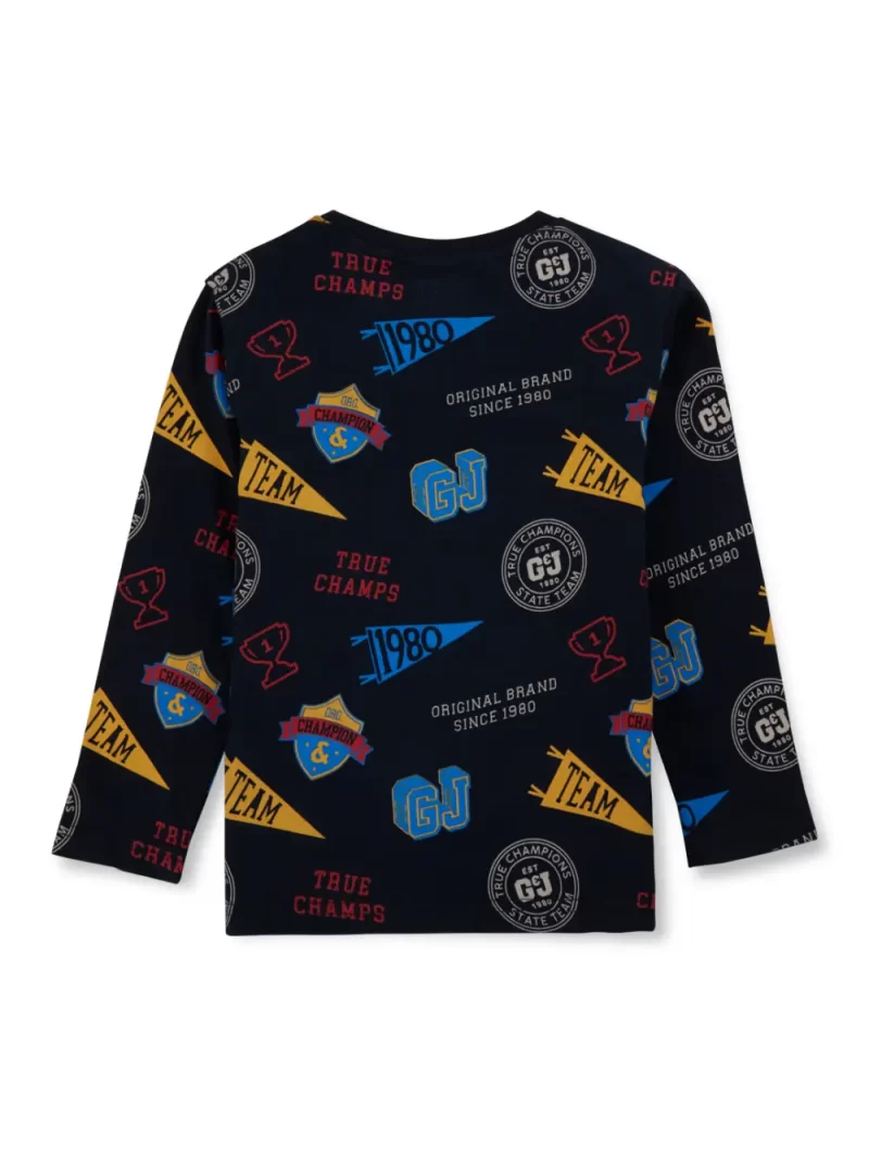 Gini & Jony Boys' Blue T-Shirt Knitshand-Wash Regular Fit