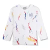 Gini And Jony Boys White Abstract Print Cotton T-Shirt Full Sleeves