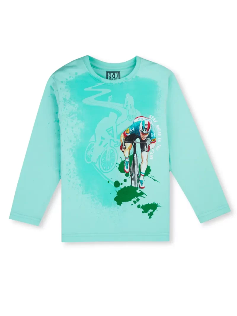 Gini & Jony Boys' Blue T-Shirt Knitshand-Wash Regular Fit