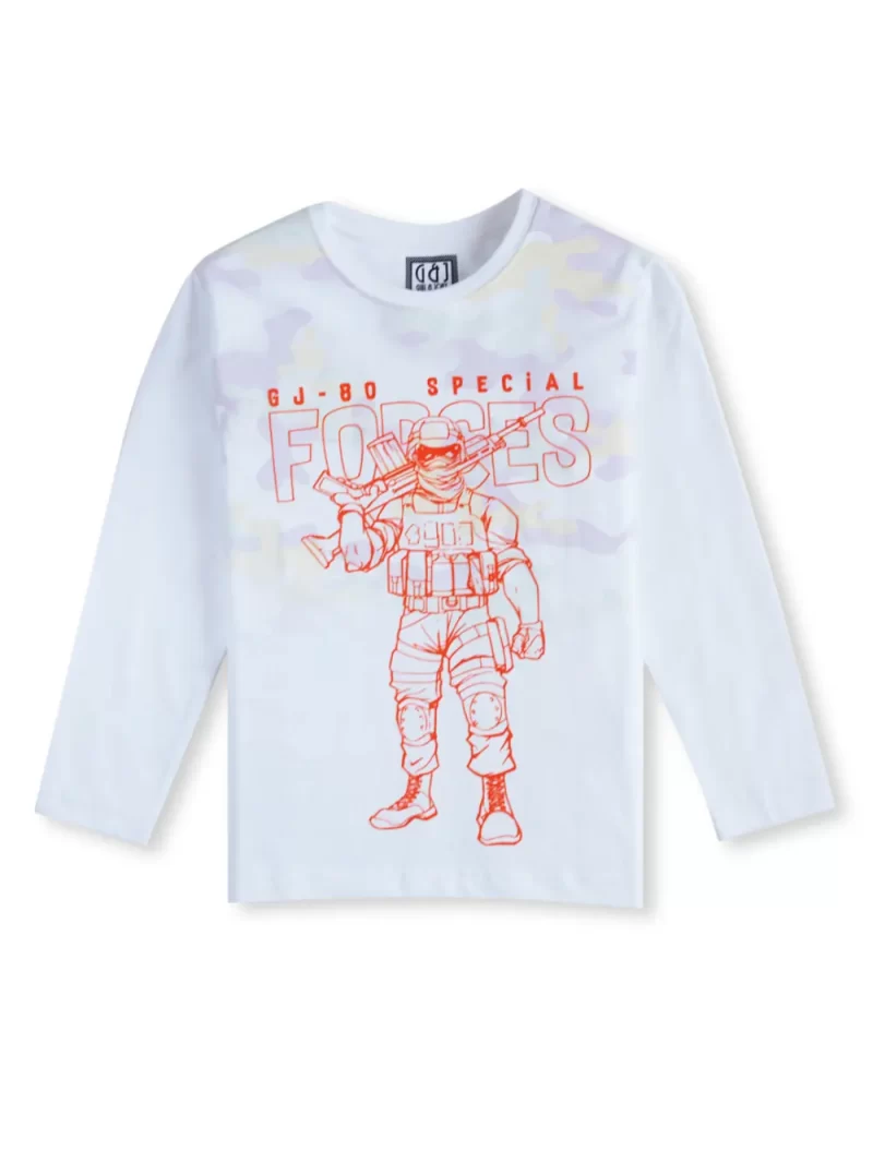 Gini & Jony Boys' Blue T-Shirt Knitshand-Wash Regular Fit
