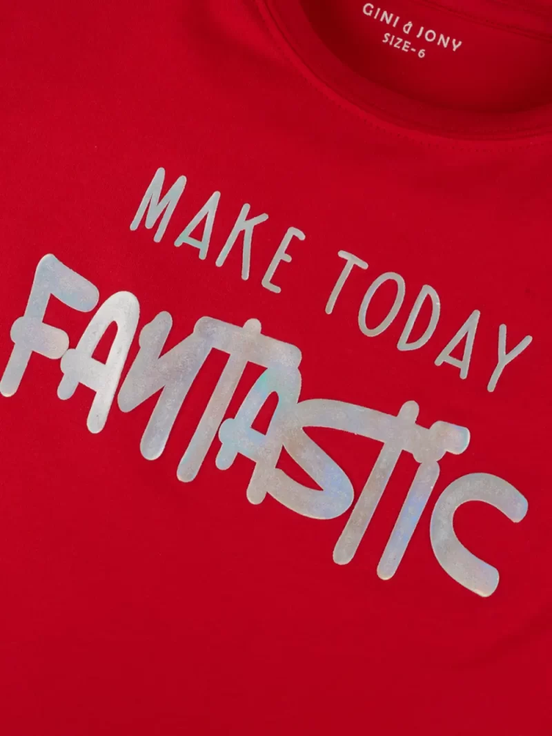 Gini And Jony Girls Cotton Round Neck Half Sleeves Knits Top