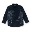 Gini And Jony Boys Navy Blue Graphic Print Shirt Full Sleeves