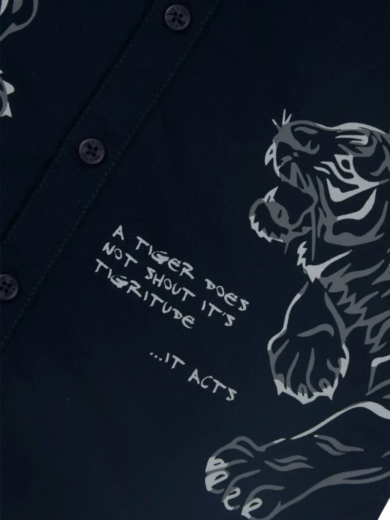 Gini And Jony Boys Navy Blue Graphic Print Shirt Full Sleeves