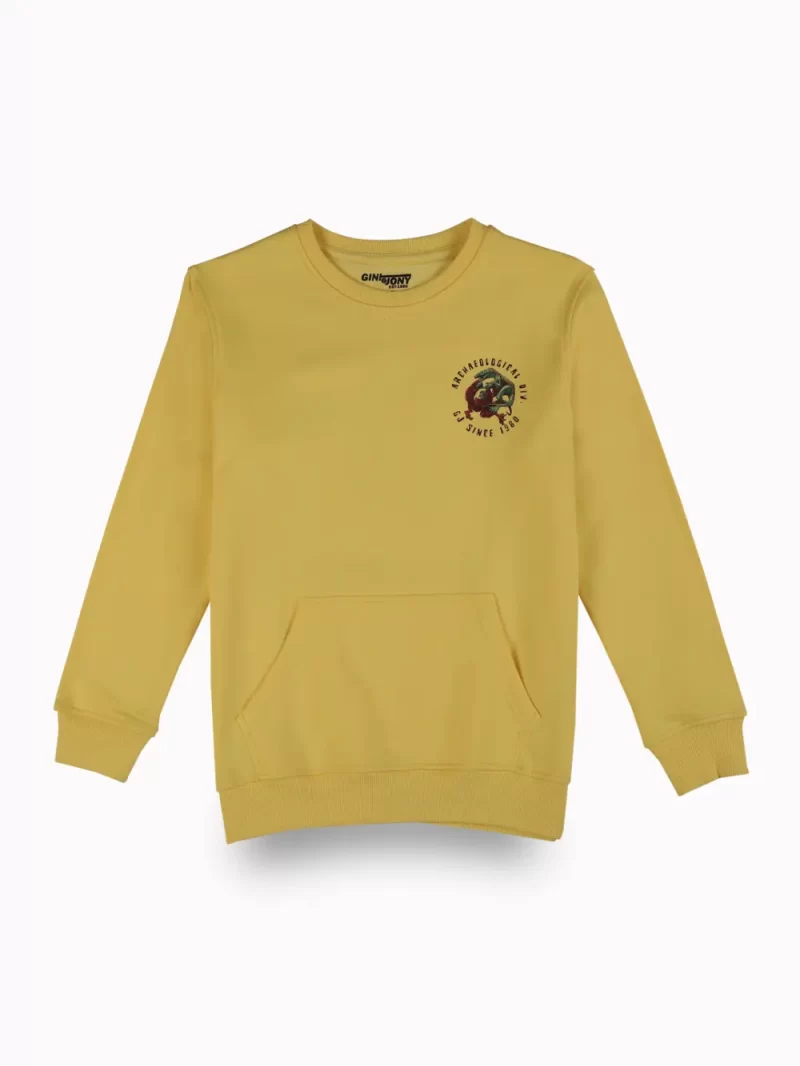 Gini And Jony Boys Yellow Graphic Print Cotton Sweat Shirt Full Sleeves