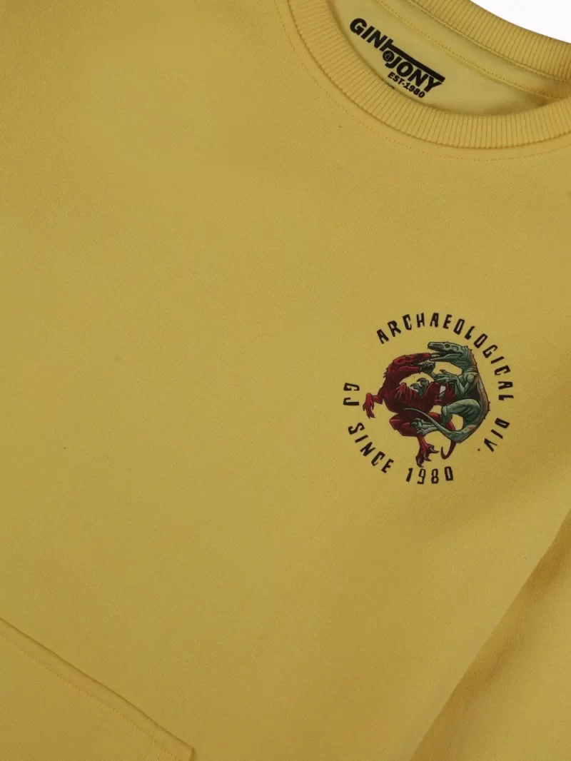 Gini And Jony Boys Yellow Graphic Print Cotton Sweat Shirt Full Sleeves