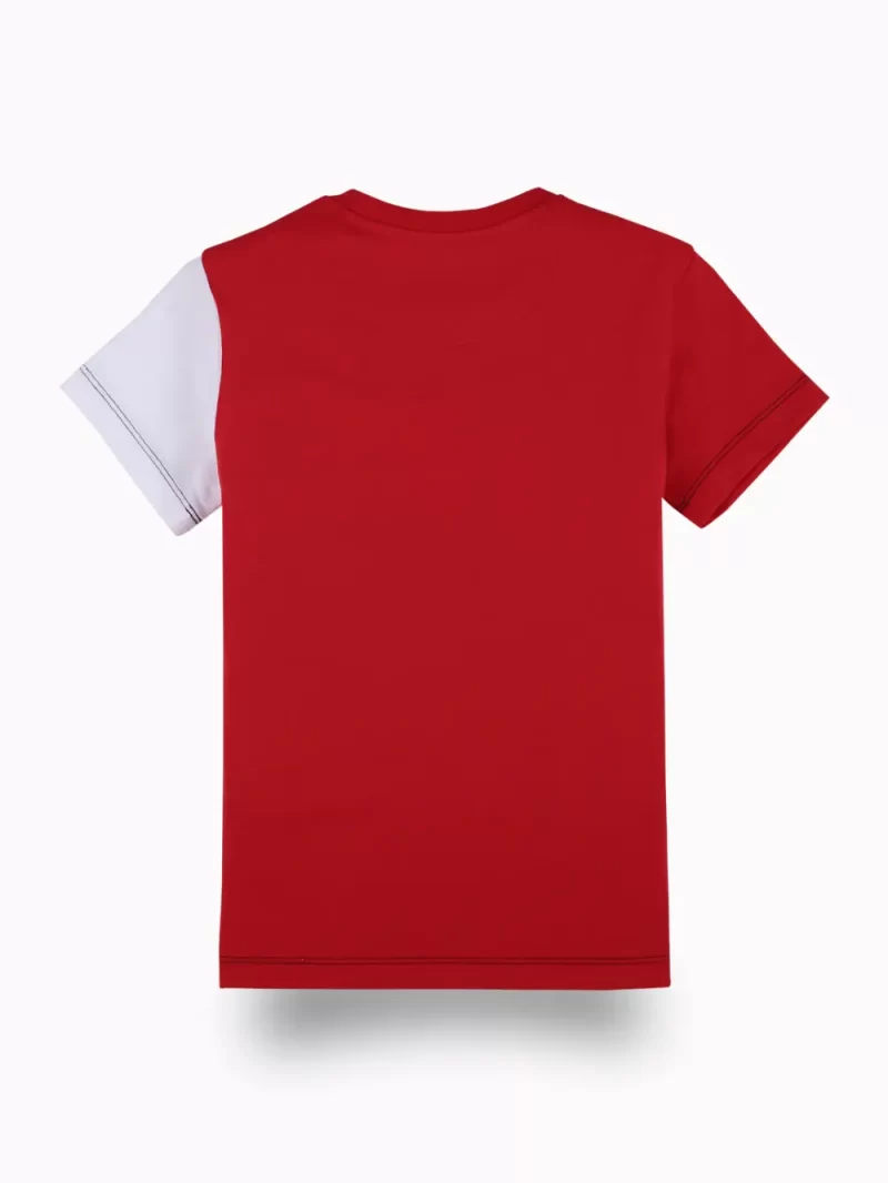 Gini And Jony Boys Red Color Block Cotton T-Shirt Half Sleeves