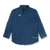 Gini And Jony Boys Blue Graphic Print Denim Shirt Full Sleeves