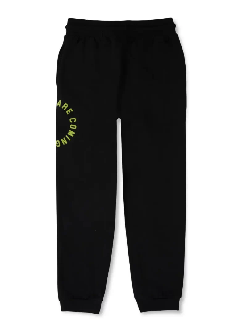 Gini And Jony Boys Black Printed Cotton Track Pant Elasticated
