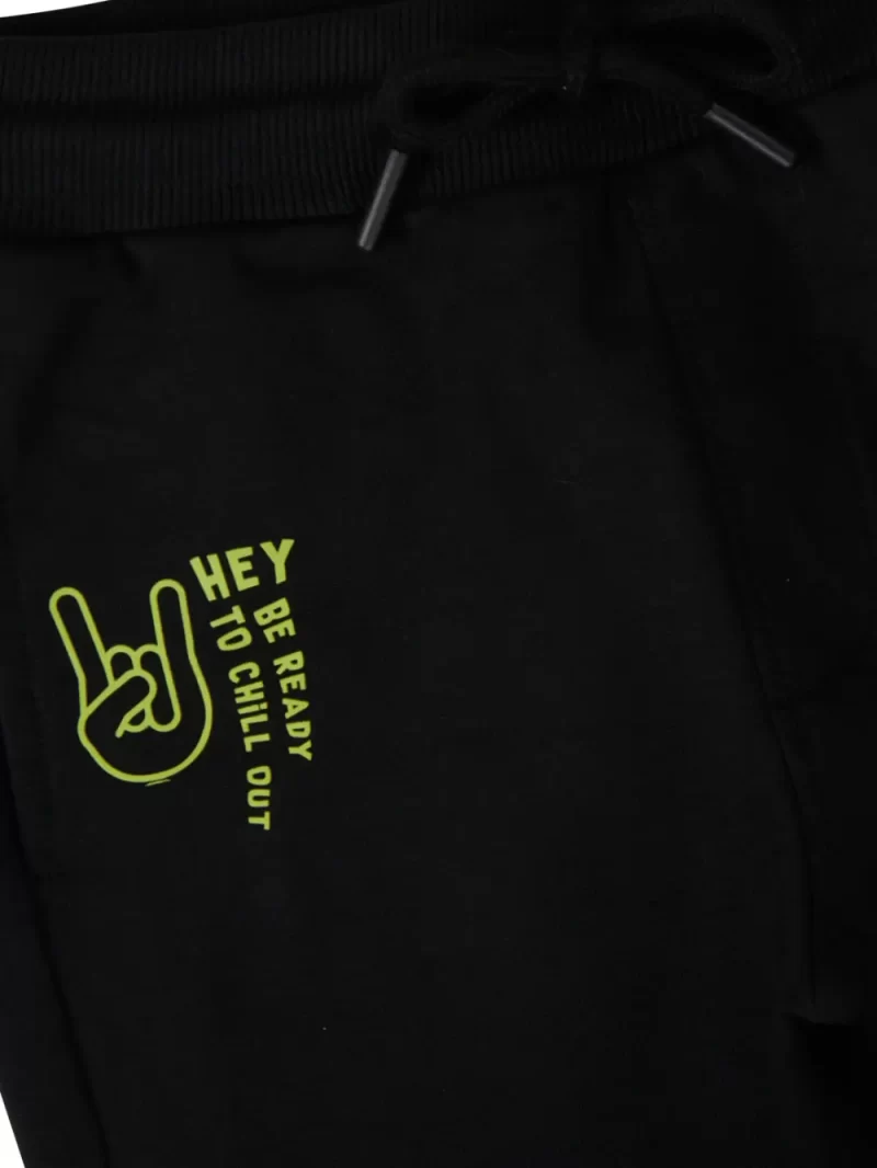 Gini And Jony Boys Black Printed Cotton Track Pant Elasticated