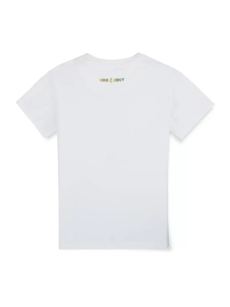 Gini And Jony Boys White Digital Print Cotton T-Shirt Half Sleeves