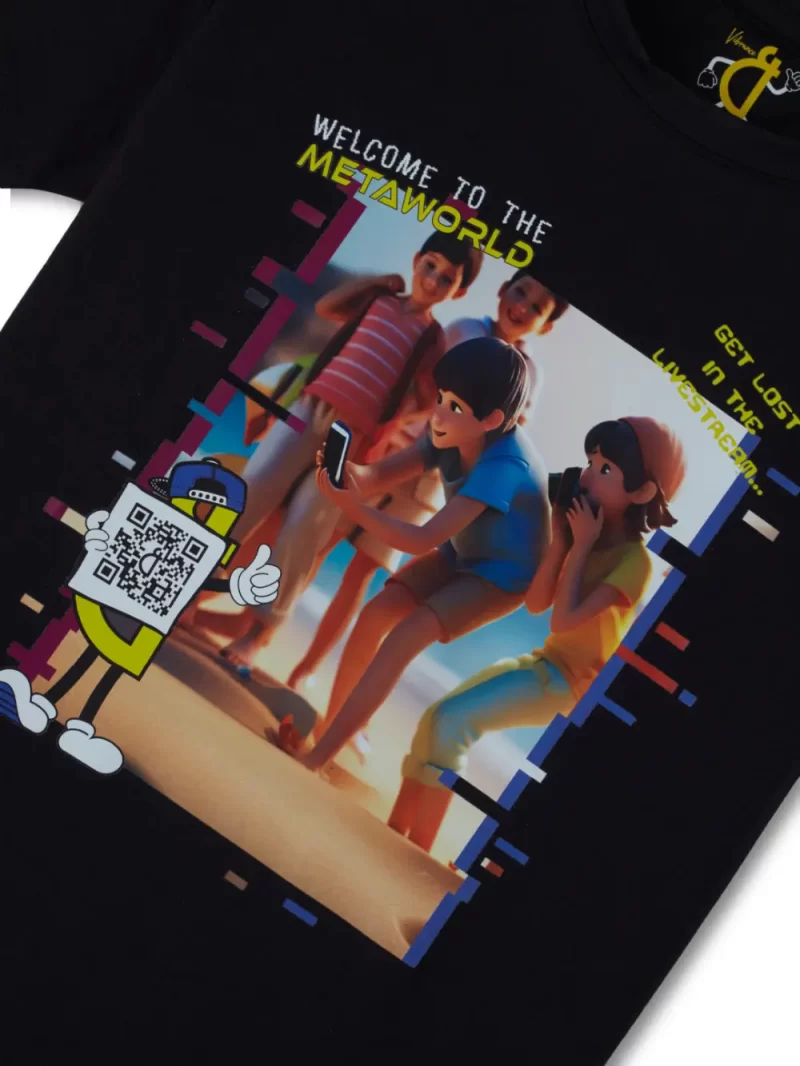 Gini And Jony Boys Black Digital Print Cotton T-Shirt Half Sleeves