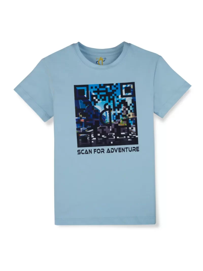 Gini And Jony Boys Blue Digital Print Cotton Single Jersey T-Shirt Half Sleeves