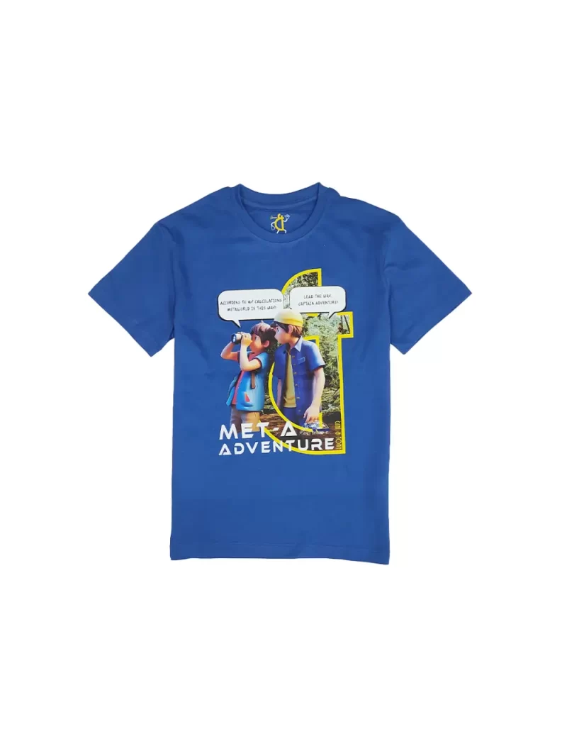 Gini And Jony Boys Blue Digital Print Cotton T-Shirt Half Sleeves