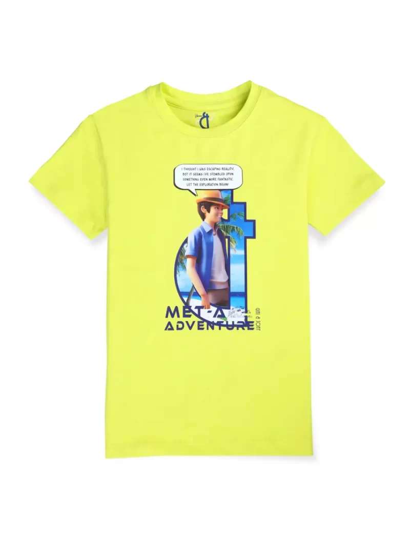 Gini And Jony Boys Lime Digital Print Cotton Single Jersey T-Shirt Half Sleeves