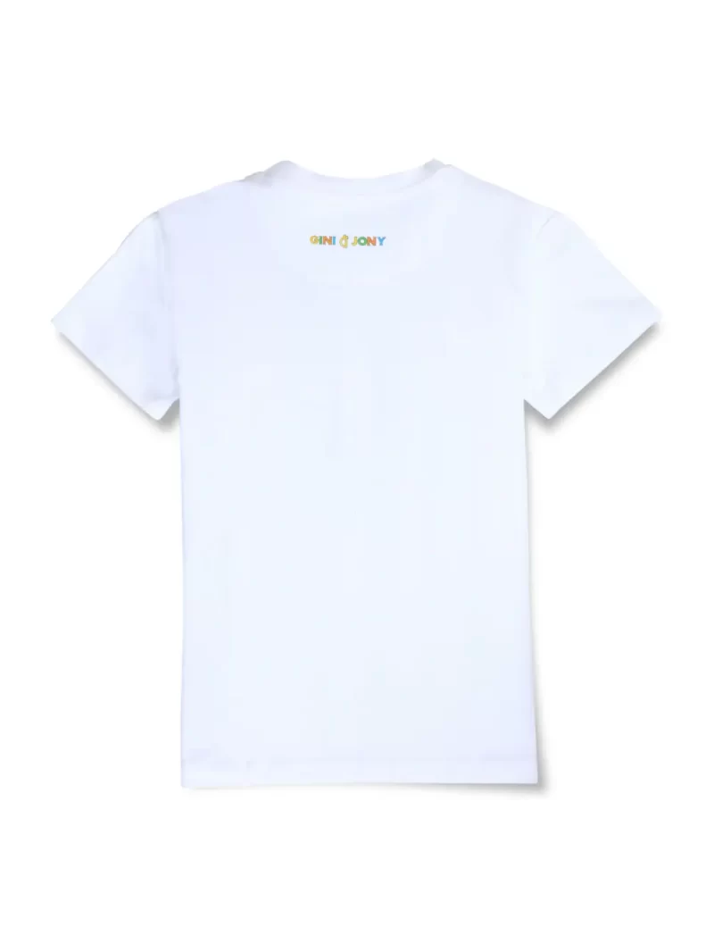 Gini And Jony Boys White Digital Print Cotton Single Jersey T-Shirt Half Sleeves