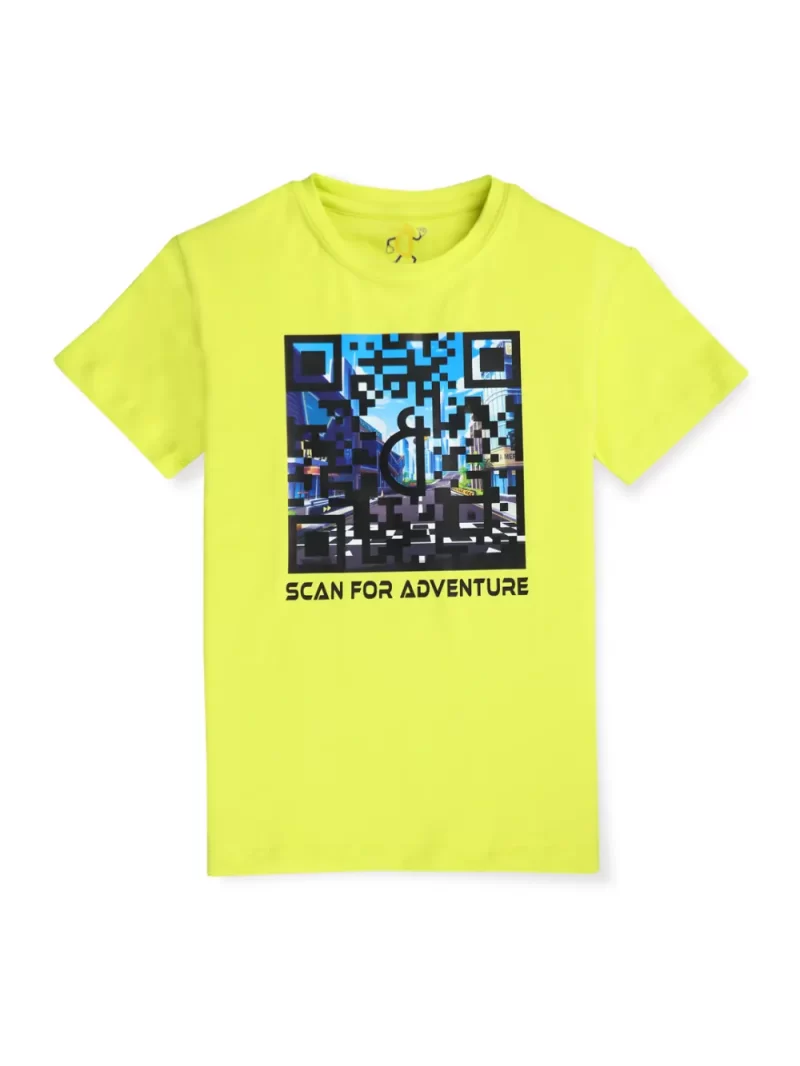 Gini And Jony Boys Lime Digital Print Cotton Single Jersey T-Shirt Half Sleeves