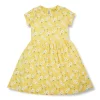 Gini And Jony Girls Yellow Floral Print Cotton Dress Half Sleeves