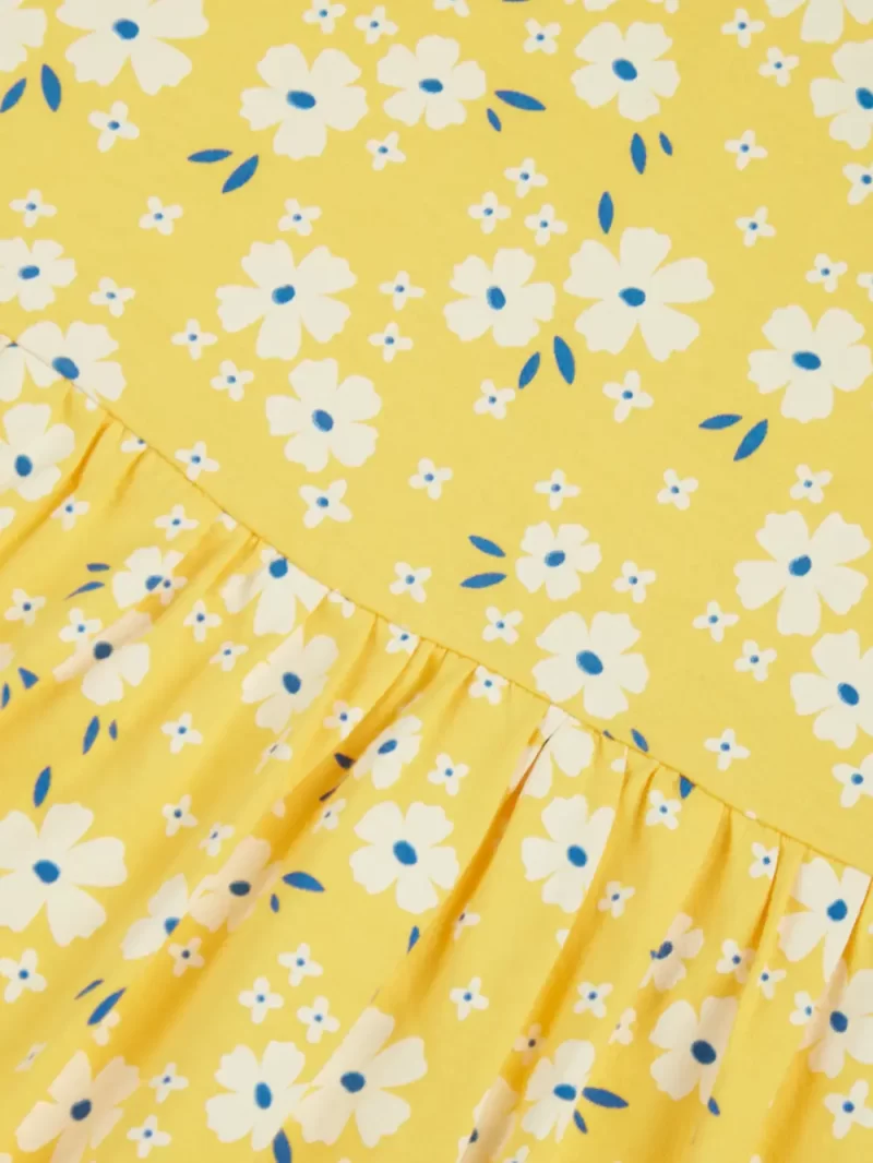 Gini And Jony Girls Yellow Floral Print Cotton Dress Half Sleeves