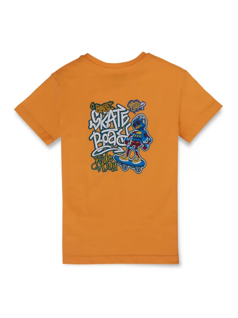 Gini And Jony Boys Orange Graphic Print Cotton T-Shirt Half Sleeves