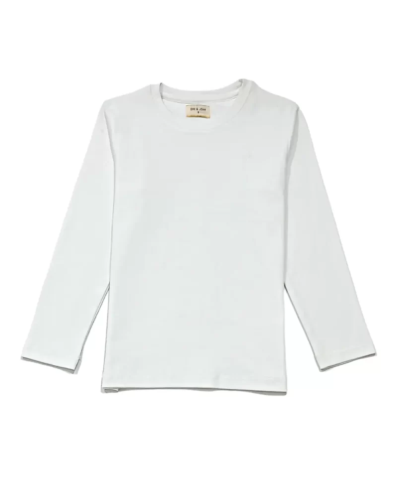 Gini And Jony Girls White Solid Cotton Knits Top Half Sleeves 3-4 Years