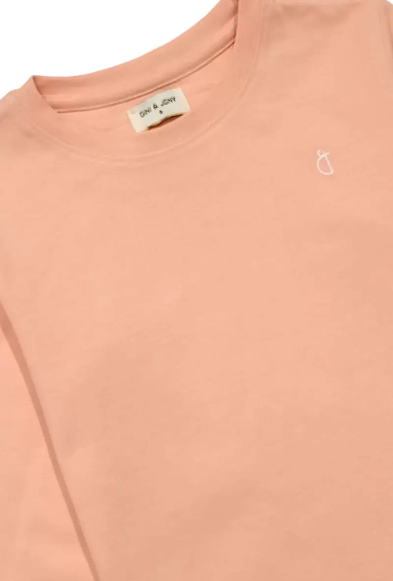 Gini And Jony Girls Peach Solid Cotton Knits Top Half Sleeves 3-4 Years