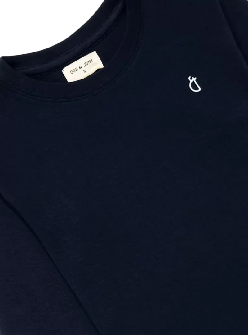 Gini And Jony Girls Navy Blue Solid Cotton Knits Top Half Sleeves 3-4 Years