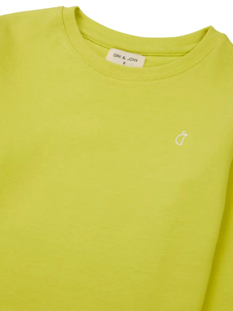 Gini And Jony Girls Green Solid Cotton Knits Top Half Sleeves 4-5 Years