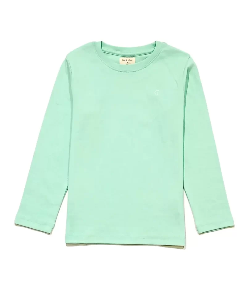 Gini And Jony Girls Green Solid Cotton Knits Top Half Sleeves 3-4 Years