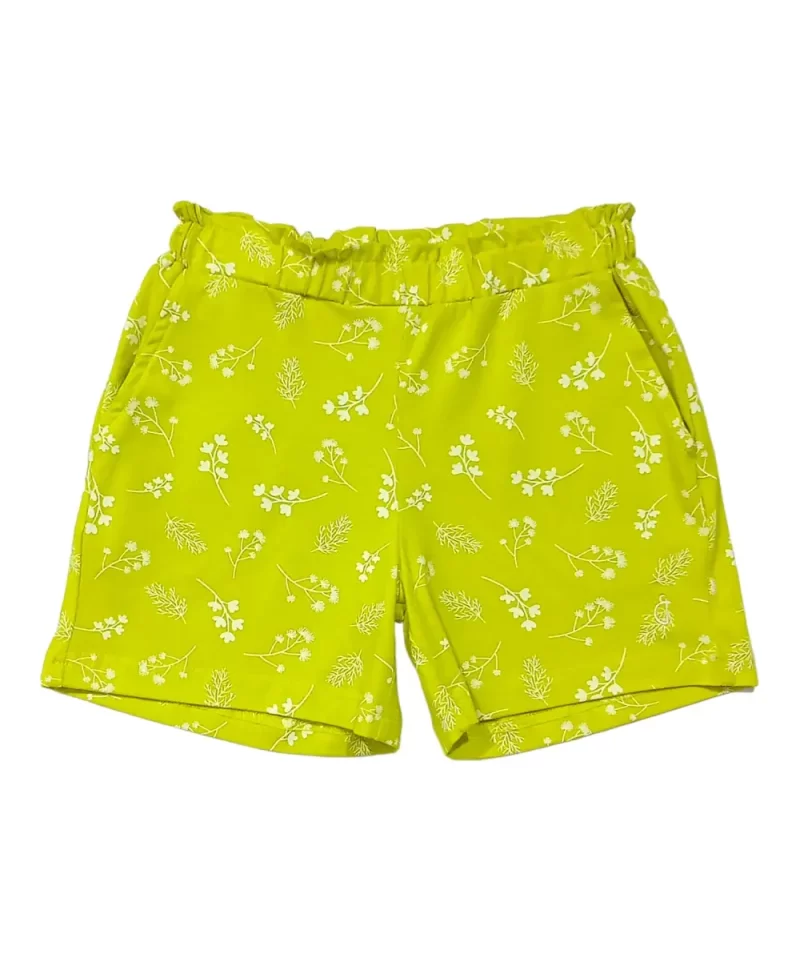 Gini And Jony Girls Green Floral Print Cotton Shorts Elasticated