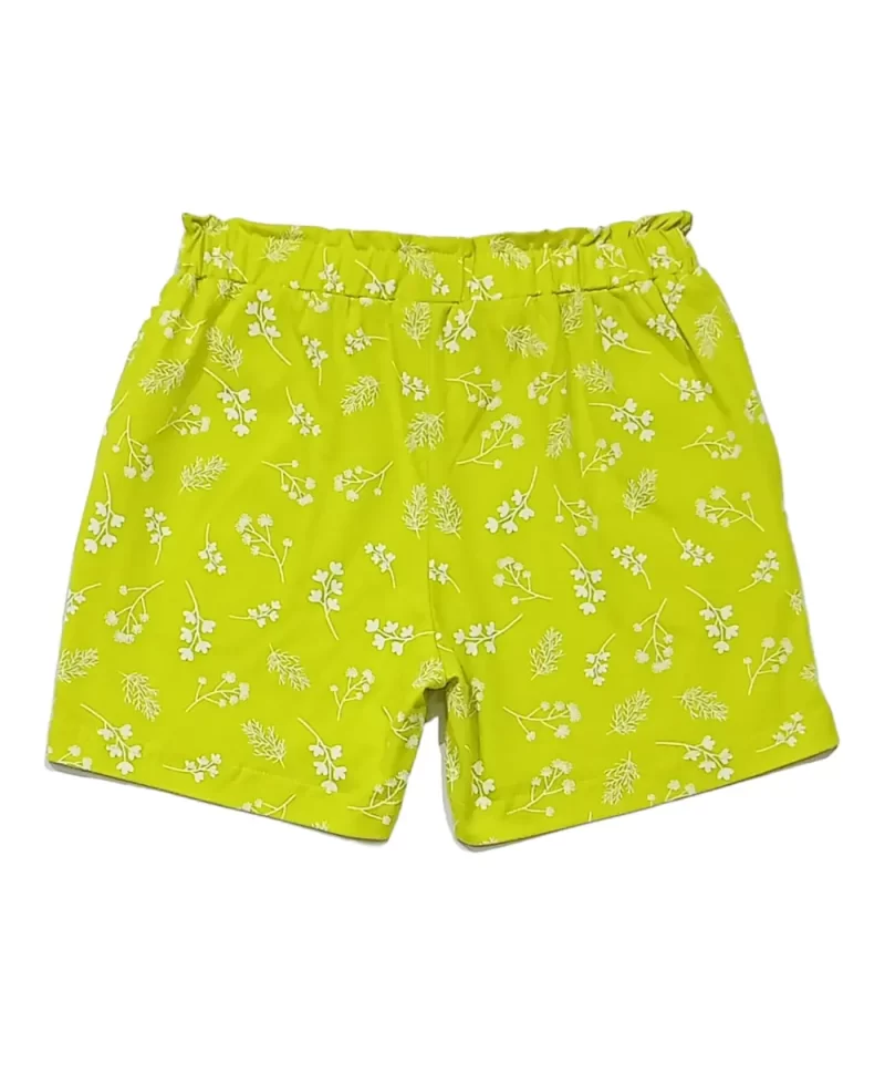 Gini And Jony Girls Green Floral Print Cotton Shorts Elasticated