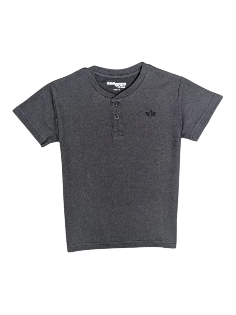 Gini And Jony Boys Grey Logo Cotton T-Shirt Half Sleeves