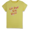 Gini And Jony Girls Yellow Typographic Print Cotton Knits Top Half Sleeves 3-4Y