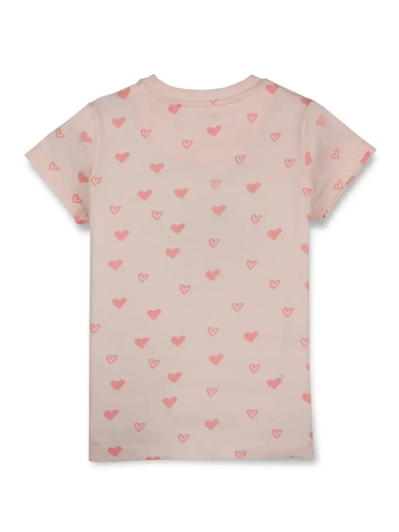 Gini And Jony Girls Pink Printed Knits Top Half Sleeves 3-4Y