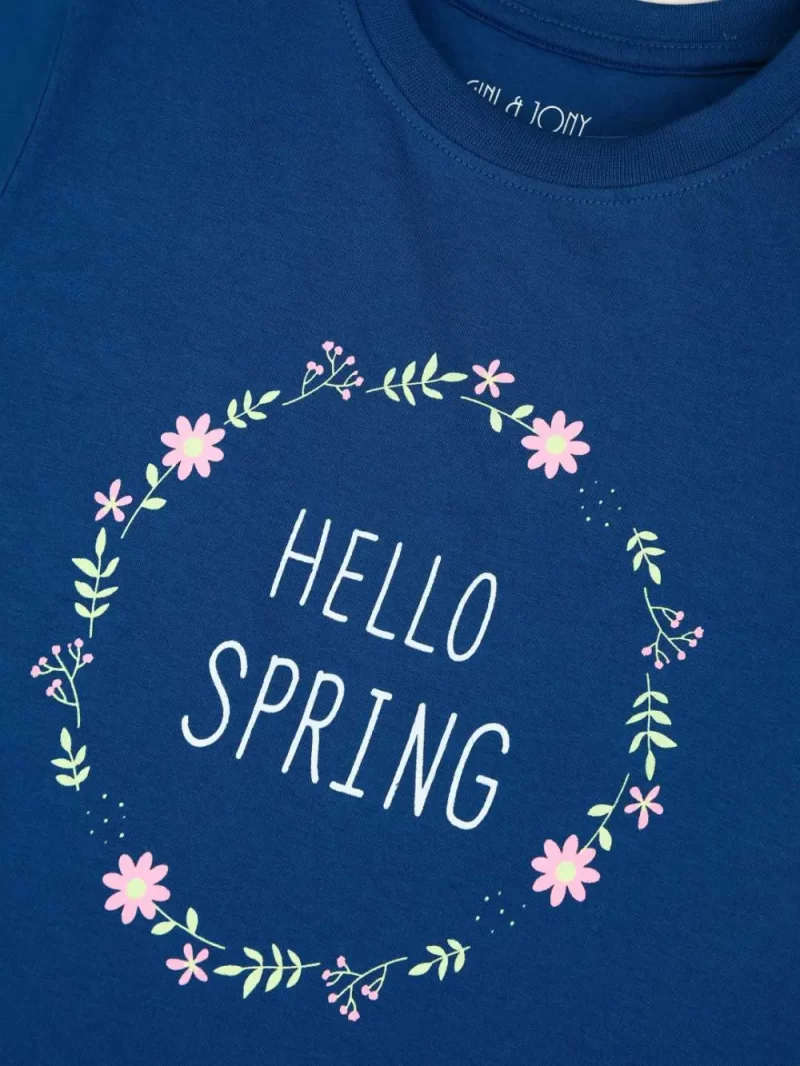 Gini And Jony Girls Cotton Round Neck Half Sleeves Knits Top