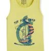 Gini And Jony Boys Yellow Graphic Print Cotton Sando Sleeveless