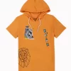 Gini And Jony Boys Mustard Graphic Print Cotton T-Shirt Half Sleeves