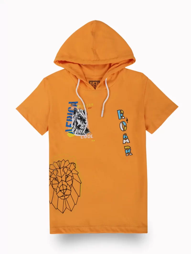 Gini And Jony Boys Mustard Graphic Print Cotton T-Shirt Half Sleeves