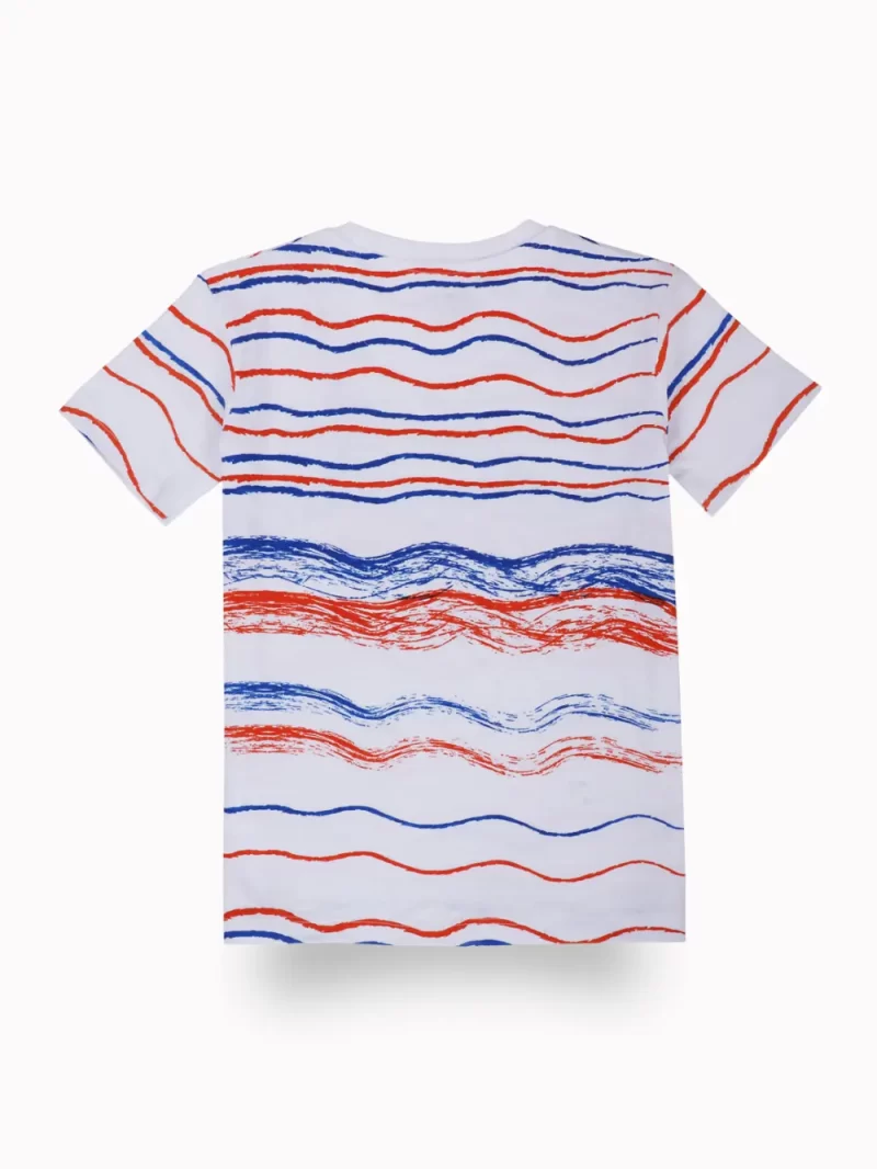 Gini And Jony Boys White Abstract Cotton T-Shirt Half Sleeves