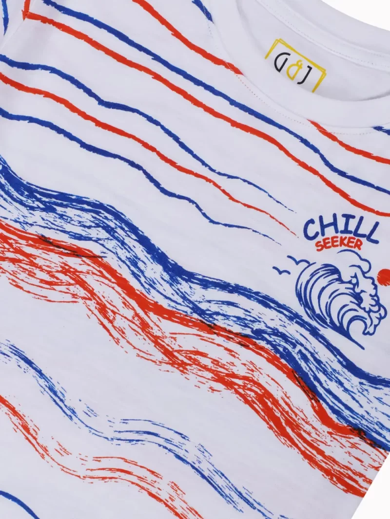 Gini And Jony Boys White Abstract Cotton T-Shirt Half Sleeves