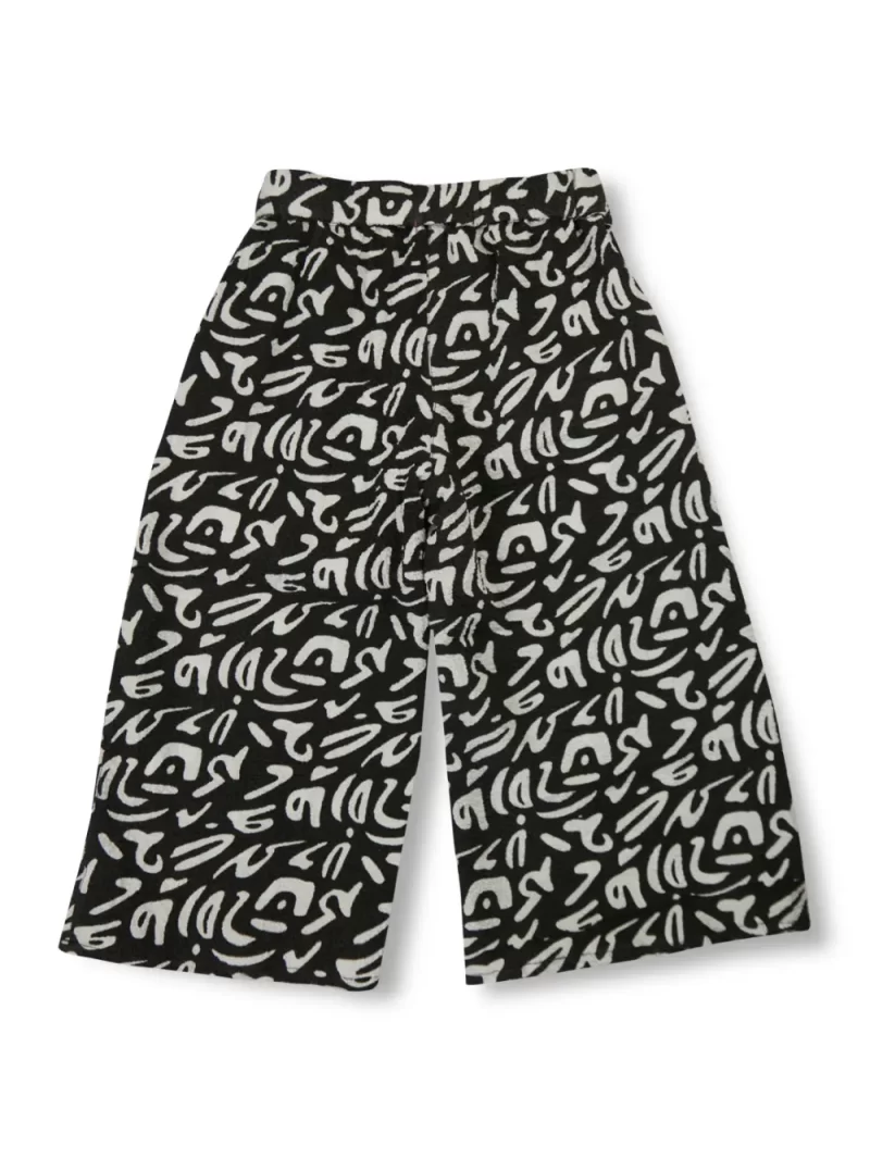 Gini And Jony Girls Black Abstract Crepe Culottes Elasticated
