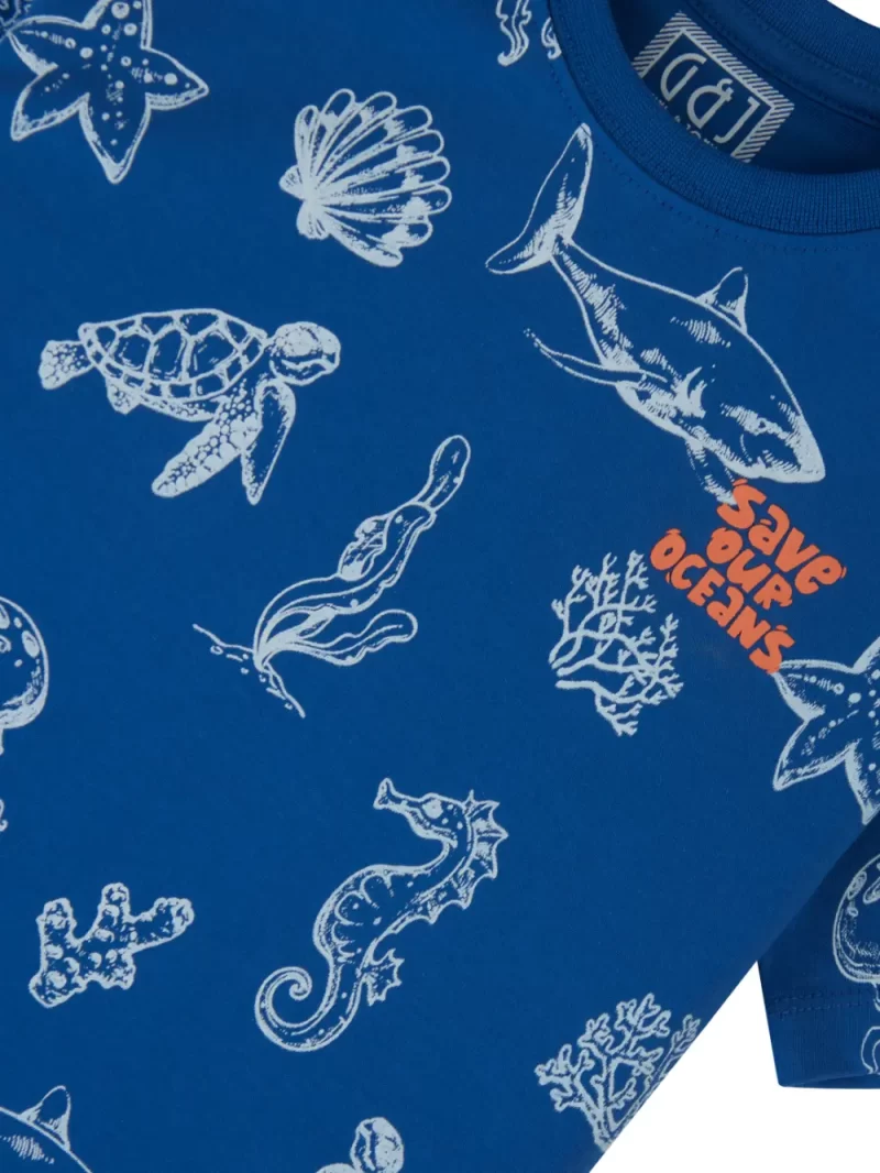 Gini & Jony Boys' Blue T-Shirt Knitshand-Wash Regular Fit