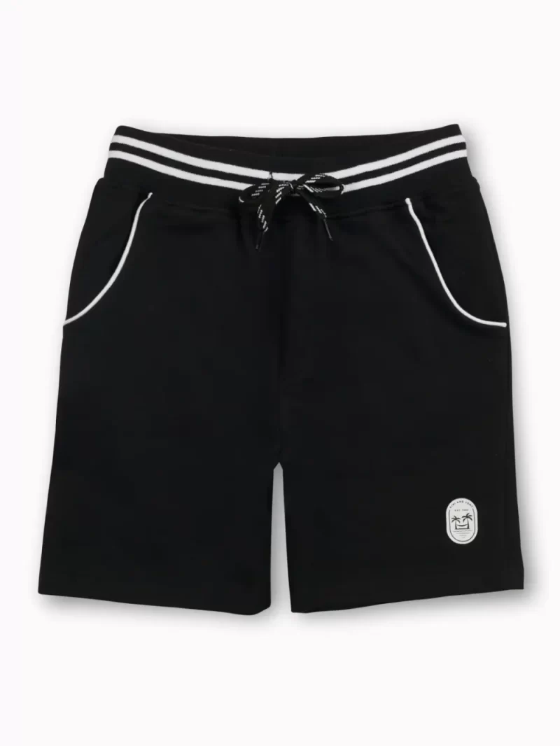 Gini And Jony Boys Black Solid Cotton Shorts Elasticated