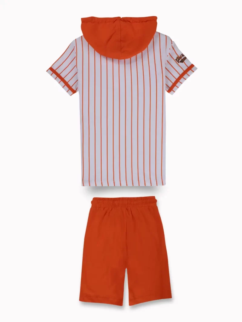 Gini And Jony Boys Orange Stripes Cotton Co-Ordinate Set