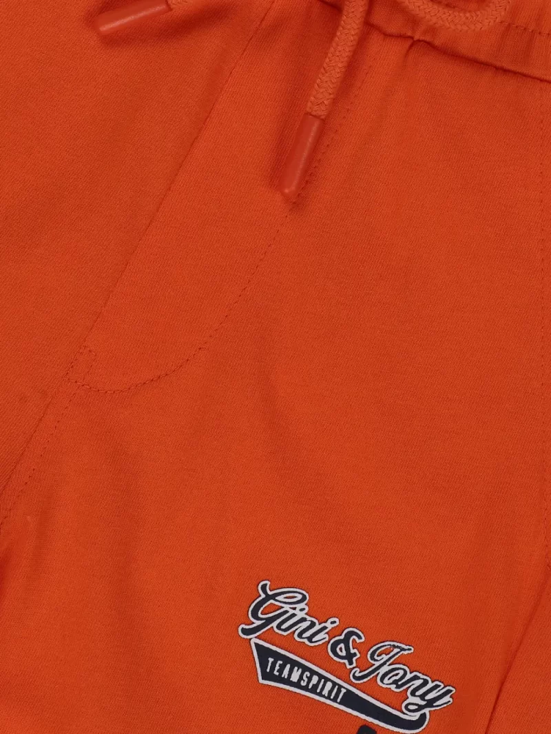 Gini And Jony Boys Orange Stripes Cotton Co-Ordinate Set