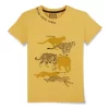 Gini And Jony Boys Yellow Tropical Print Cotton T-Shirt Half Sleeves