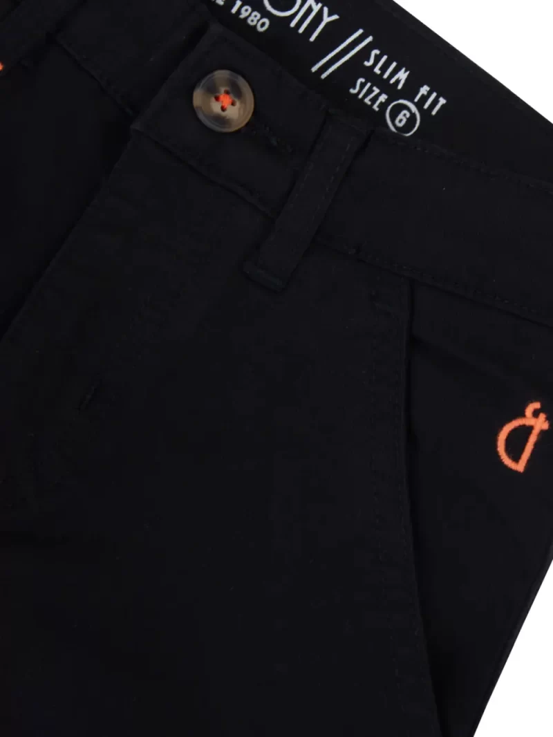 Gini And Jony Boys Black Solid Twill Elasticated Bermuda